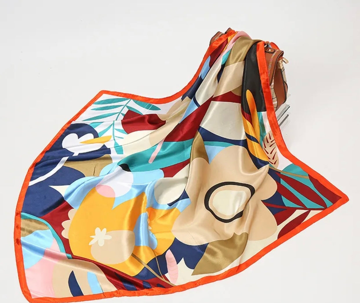 Vibrant Floral Graphic Satin Scarf