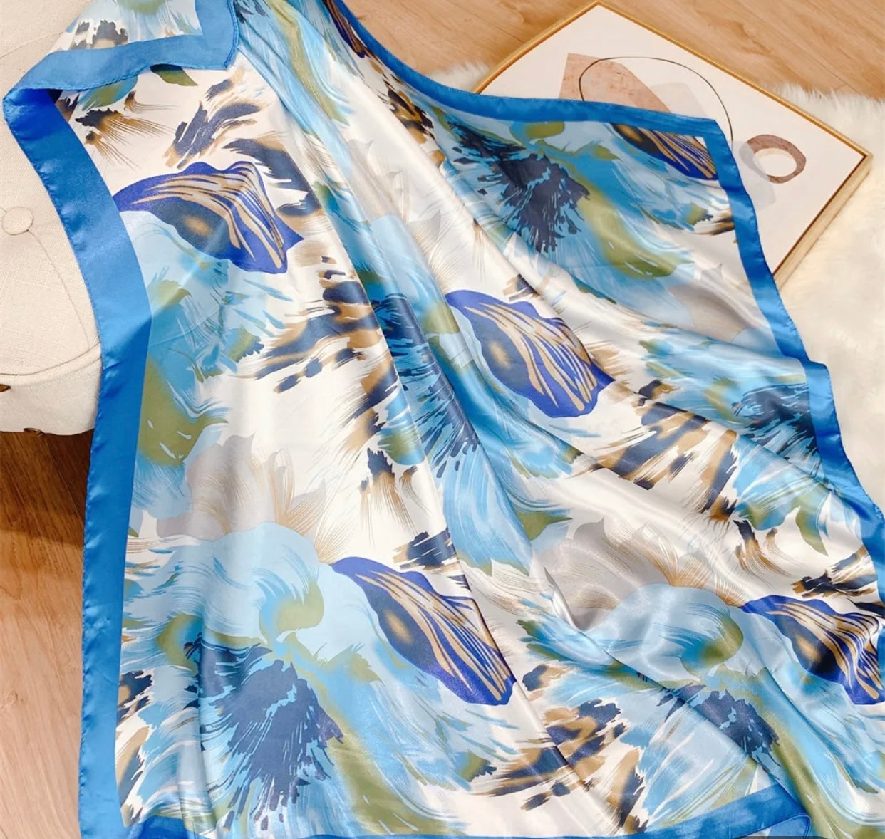 Lily Floral Graphic Satin Scarf