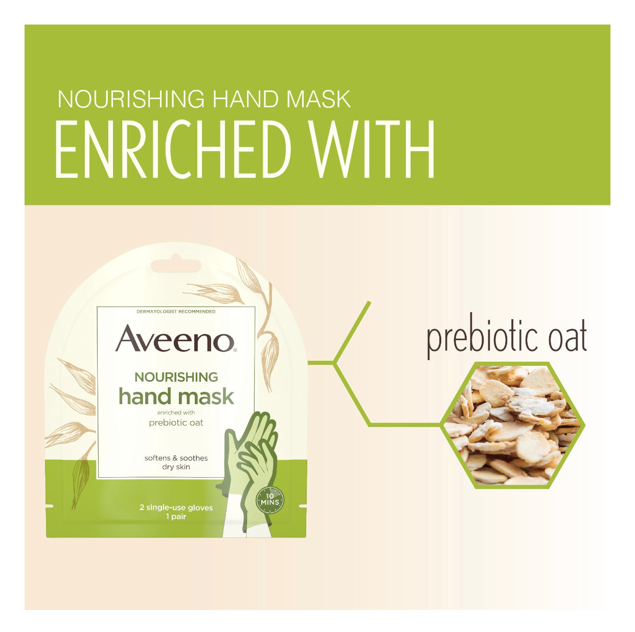 Aveeno Moisturizing Hand Therapy Mask with Oat, 6 Pairs of Gloves
