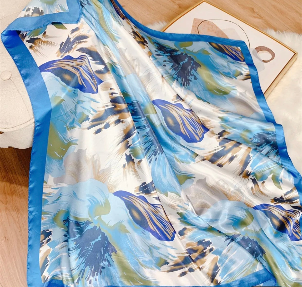 Lily Floral Graphic Satin Scarf