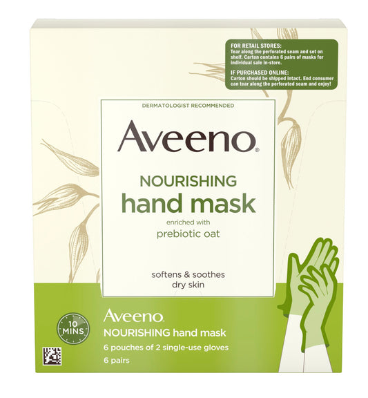 Aveeno Moisturizing Hand Therapy Mask with Oat, 6 Pairs of Gloves
